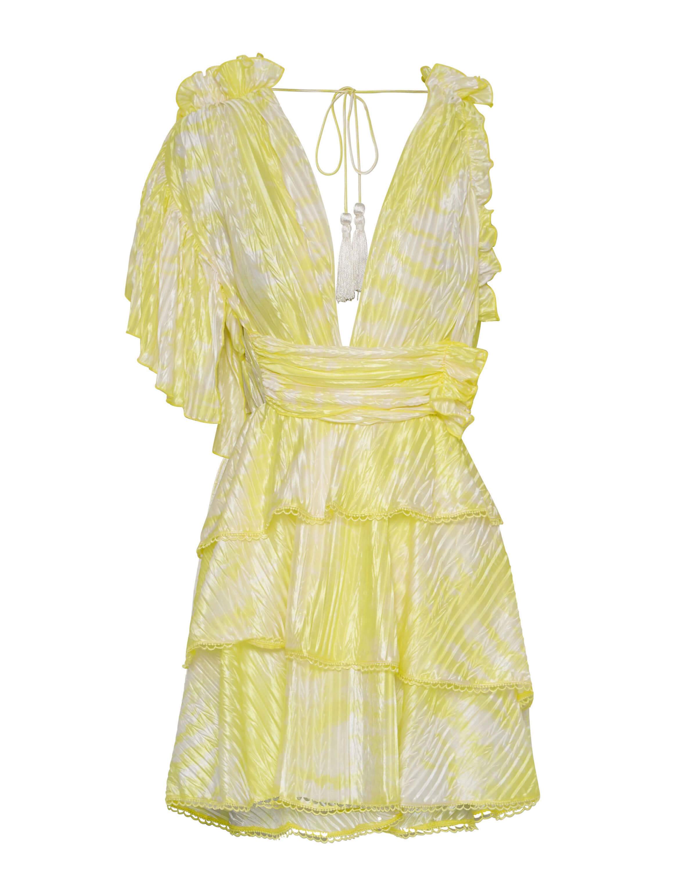 DUSTED SUN PLEATED DRESS IXIAH - DUSTED SUN PLEATED DRESS