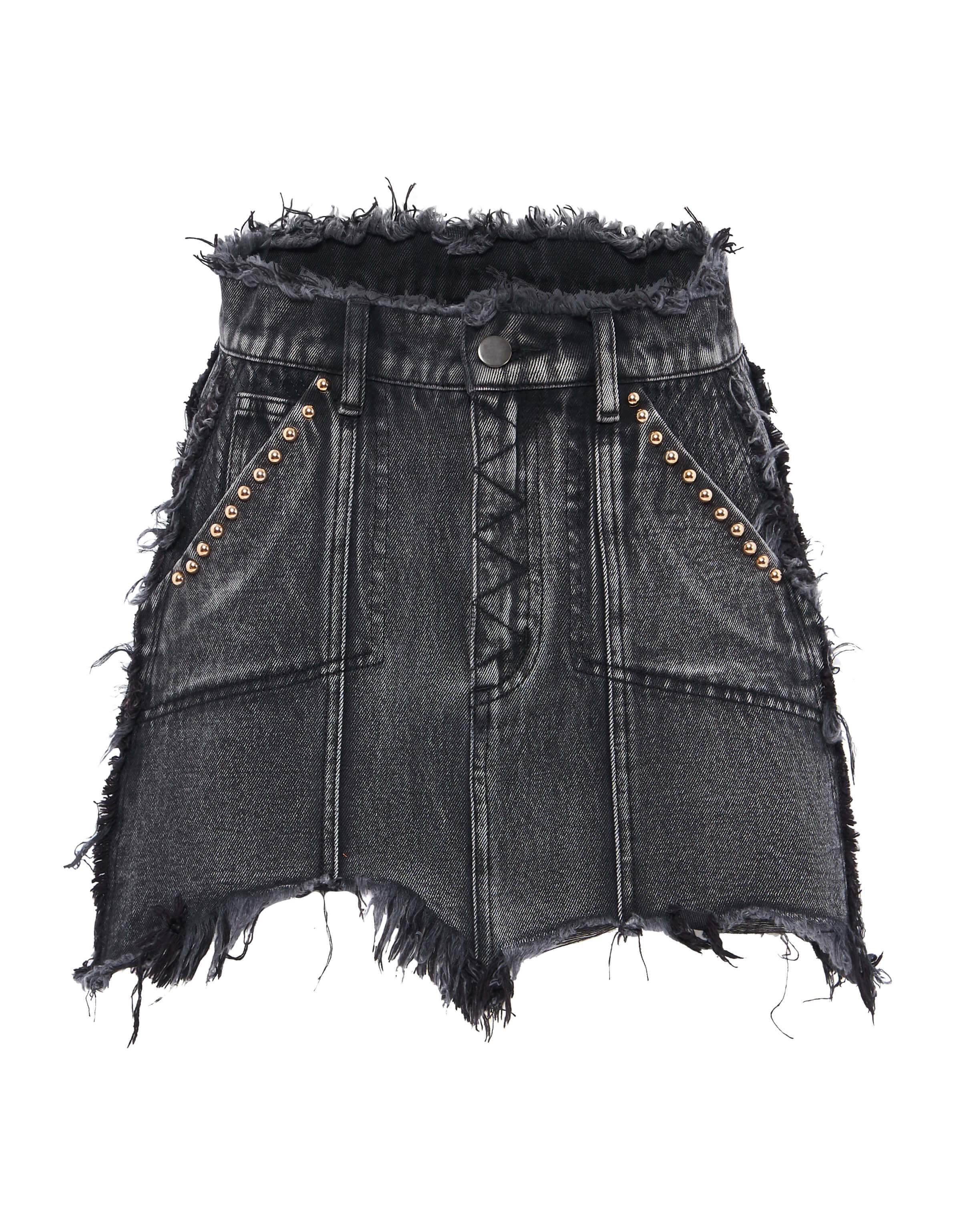 UNIX DENIM SKIRT BLACK IXIAH - UNIX DENIM SKIRT BLACK
