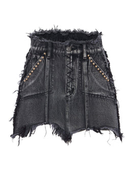 IXIAH - UNIX DENIM SKIRT BLACK