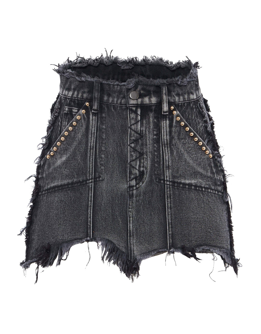 IXIAH - UNIX DENIM SKIRT BLACK